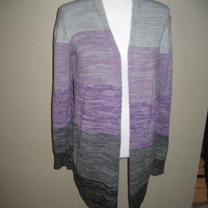 Attitudes by Renee Open Front Ombre Cardigan Size Small S Gray Purple Black